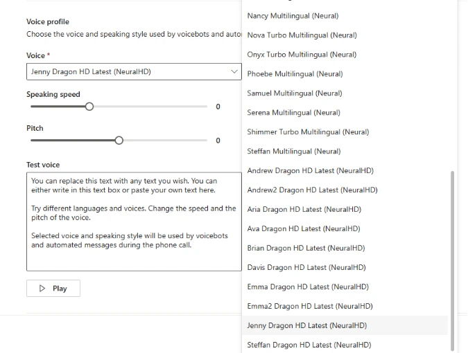 voice agent setup in Dynamics 365 Copilot Service admin center