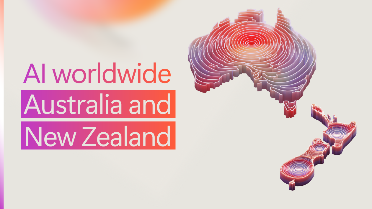 A decorative image with text reading "AI worldwide Australia and New Zealand."