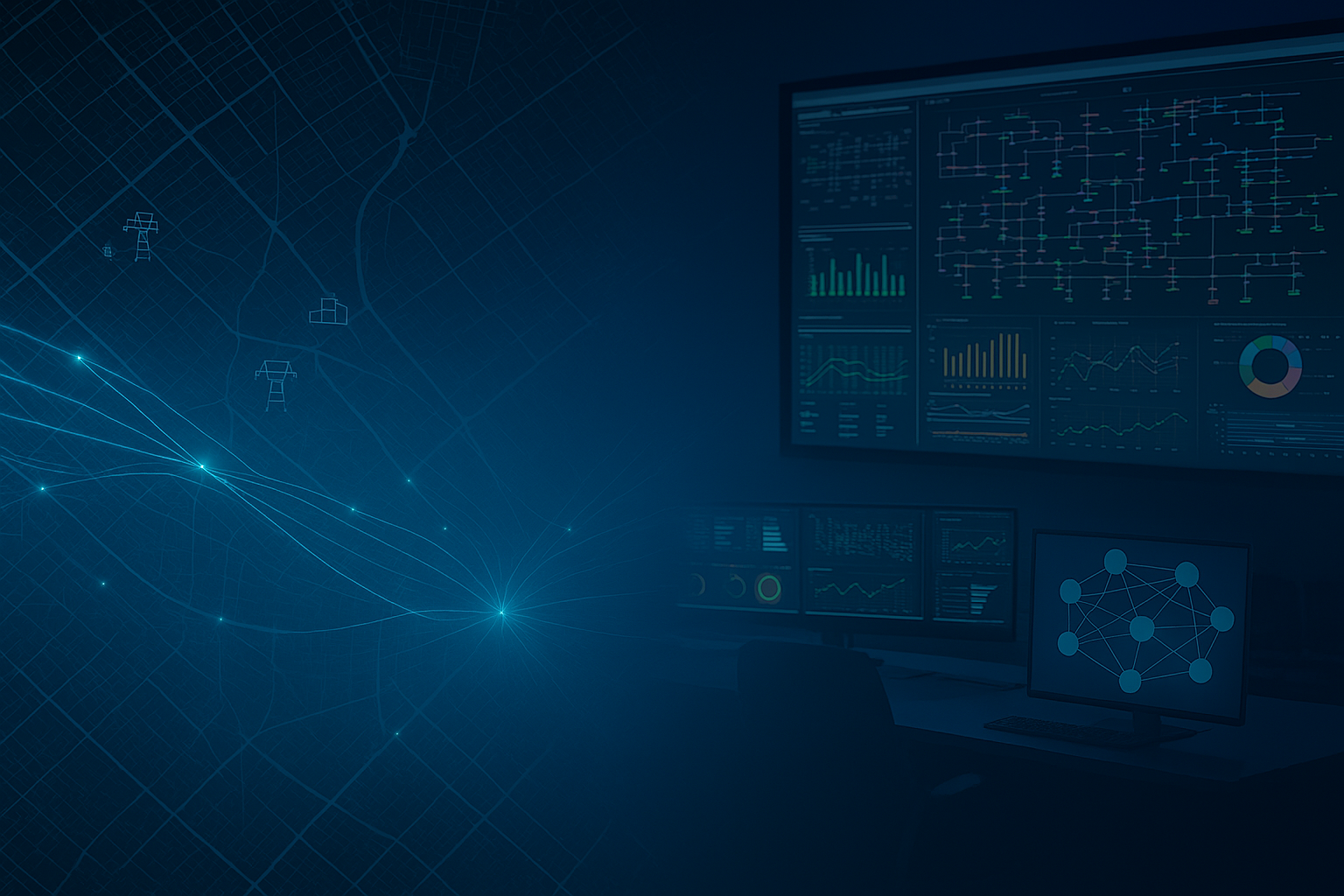 AI backkground giving a sense of power grids and foundtaional models