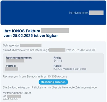 Screenshot of a phishing email